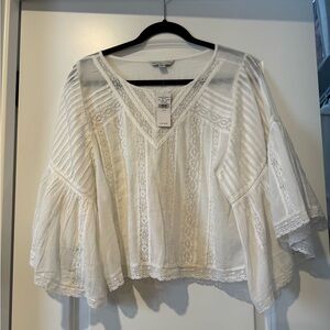 American Eagle Outfitters White Lace Blouse